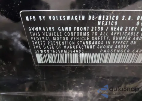 2017 Volkswagen Jetta 1.4T Se from USA, damaged, VIN 3VWDB7AJ5HM394693